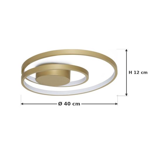 Ideal lux oz plafoniera ad anelli led 38w 3000k 40cm per camera da letto moderna ottone