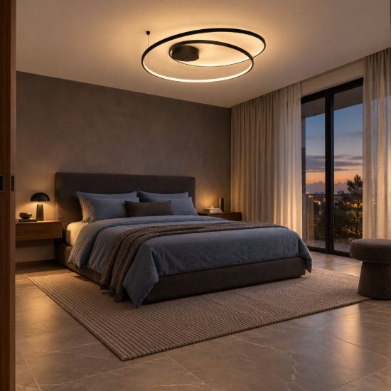 Ideal lux oz plafoniera ad anelli led 52w 3000k 80cm per camera da letto moderna nera