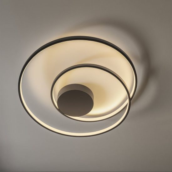 Ideal lux oz plafoniera ad anelli led 52w 3000k 80cm per camera da letto moderna nera