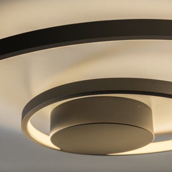 Ideal lux oz plafoniera ad anelli led 52w 3000k 80cm per camera da letto moderna nera