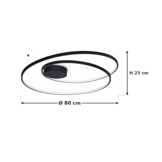 Ideal lux oz plafoniera ad anelli led 52w 3000k 80cm per camera da letto moderna nera