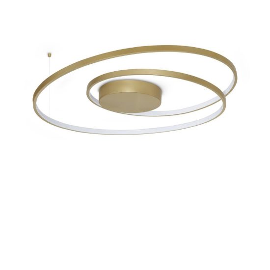Ideal lux oz plafoniera ad anelli led 52w 3000k 80cm per camera da letto moderna ottone