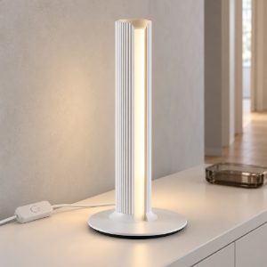 Ideal lux dorica abat-jour led 8w 3000k dimmerabile 25,5cm per comodino moderno bianco