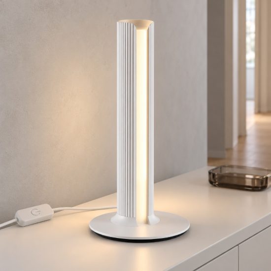 Ideal lux dorica abat-jour led 8w 3000k dimmerabile 25,5cm per comodino moderno bianco