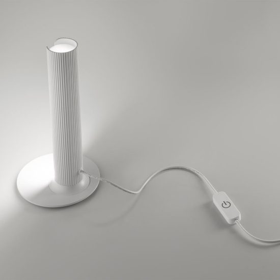 Ideal lux dorica abat-jour led 8w 3000k dimmerabile 25,5cm per comodino moderno bianco