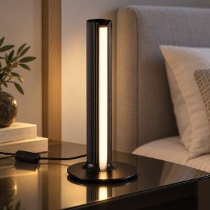 Ideal lux dorica abat-jour led 8w 3000k dimmerabile 25,5cm per comodino moderno nero