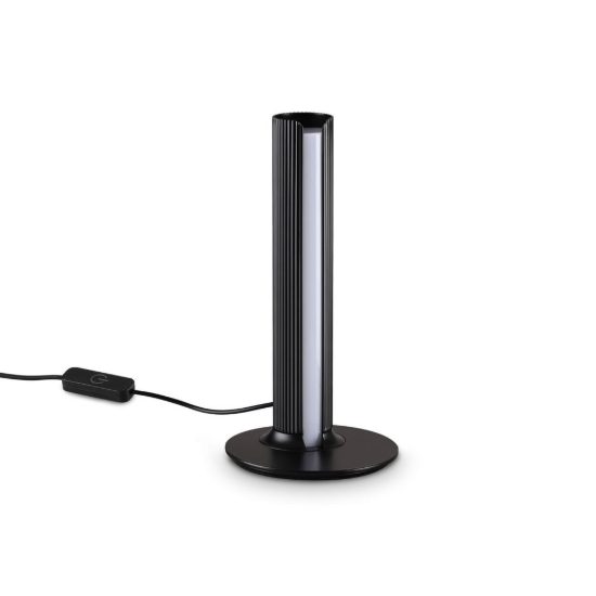 Ideal lux dorica abat-jour led 8w 3000k dimmerabile 25,5cm per comodino moderno nero