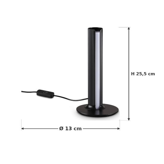 Ideal lux dorica abat-jour led 8w 3000k dimmerabile 25,5cm per comodino moderno nero