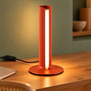 Ideal lux dorica abat-jour led 8w 3000k dimmerabile 25,5cm per comodino moderno arancione