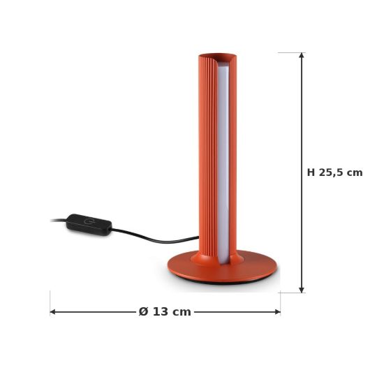 Ideal lux dorica abat-jour led 8w 3000k dimmerabile 25,5cm per comodino moderno arancione
