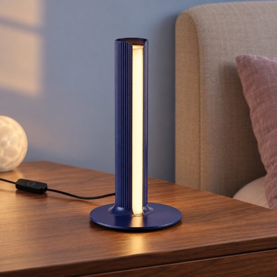 Ideal lux dorica abat-jour led 8w 3000k dimmerabile 25,5cm per comodino moderno blu