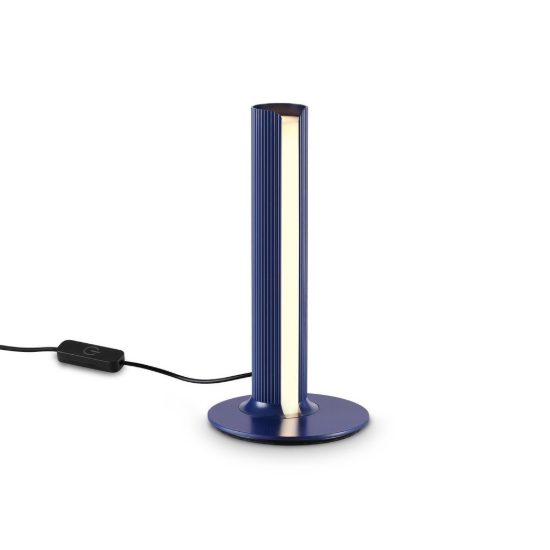 Ideal lux dorica abat-jour led 8w 3000k dimmerabile 25,5cm per comodino moderno blu