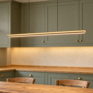Ideal lux dorica lampadario a barra lineare led 35w 3000k dali 140cm per sala da pranzo rame