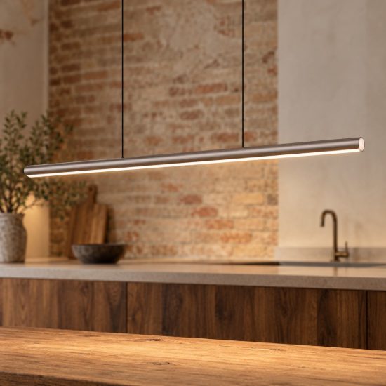 Ideal lux dorica lampadario a barra lineare led 35w 3000k dali 140cm per sala da pranzo bronzo