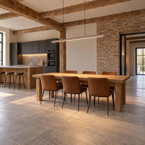 Ideal lux dorica lampadario a barra lineare led 35w 3000k dali 140cm per sala da pranzo bronzo