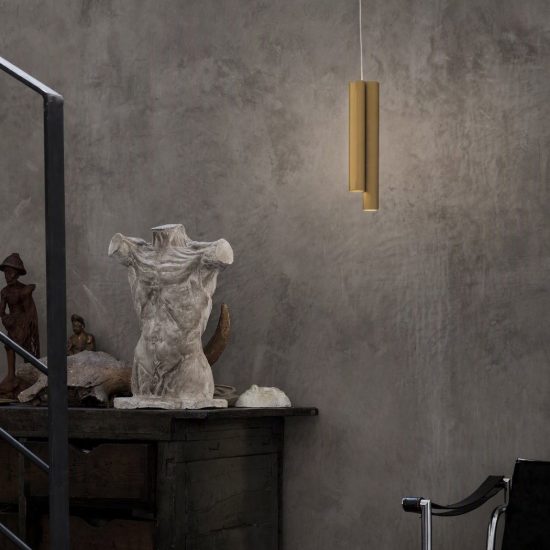 Ideal lux dorica lampadario a barra lineare led 35w 3000k dali 140cm per sala da pranzo bronzo