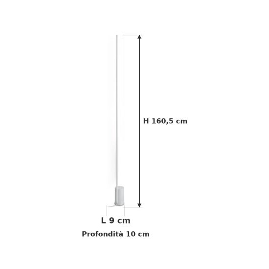 Ideal lux essence lampada da terra lineare a sezione tonda led 24w 3000k 160,5cm bianca