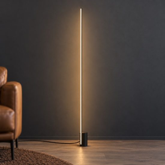 Ideal lux essence lampada da terra lineare a sezione tonda led 24w 3000k 160,5cm nera