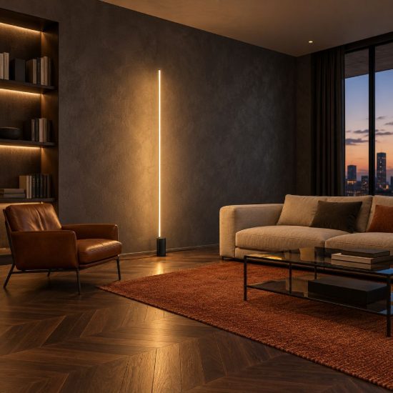 Ideal lux essence lampada da terra lineare a sezione tonda led 24w 3000k 160,5cm nera