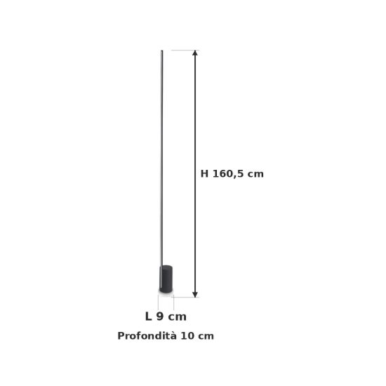 Ideal lux essence lampada da terra lineare a sezione tonda led 24w 3000k 160,5cm nera