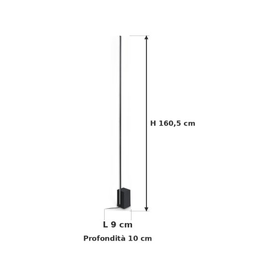Ideal lux essence lampada da terra lineare a sezione quadrata led 24w 3000k 160,5cm nera