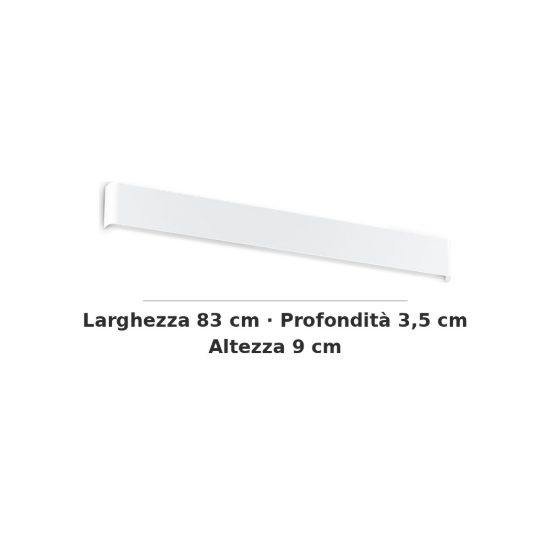 Ideal lux delta applique rettangolare led 30w 3000k 83cm per soggiorno moderna bianca