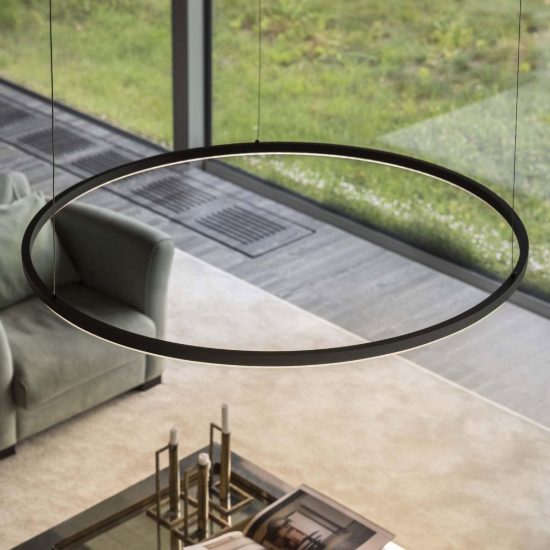 Ideal lux oracle slim lampadario ad anello led 42w 3000k dali 90cm per soggiorno moderno bianco