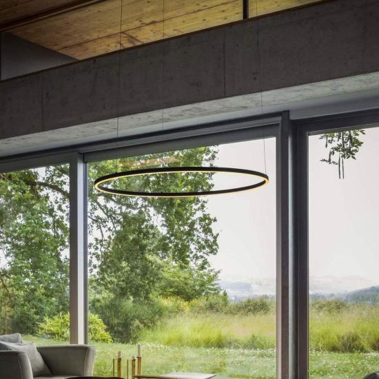 Ideal lux oracle slim lampadario ad anello led 42w 3000k dali 90cm per soggiorno moderno bianco