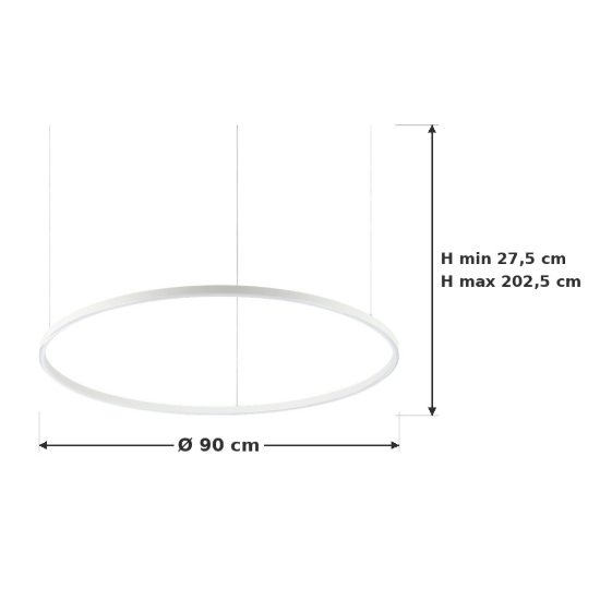 Ideal lux oracle slim lampadario ad anello led 42w 3000k dali 90cm per soggiorno moderno bianco