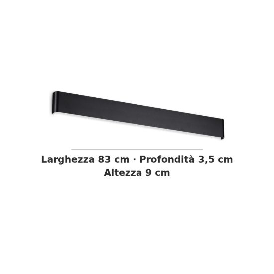 Ideal lux delta applique rettangolare led 30w 4000k 83cm per soggiorno moderna nera