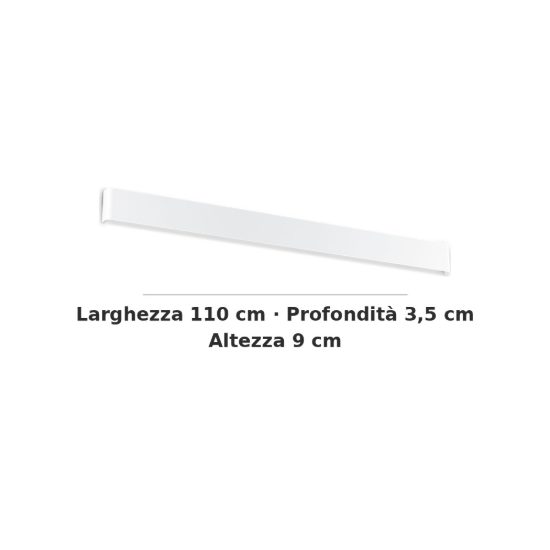 Ideal lux delta applique rettangolare led 37w 4000k 110cm per soggiorno moderna bianca