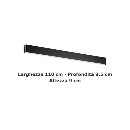 Ideal lux delta applique rettangolare led 37w 4000k 110cm per soggiorno moderna nera