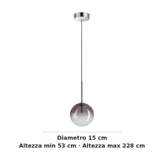 Ideal lux equinoxe lampada a sospensione a sfera 15cm per cucina moderna fumè
