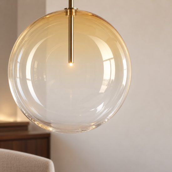 Ideal lux equinoxe lampada a sospensione a sfera 25cm per soggiorno contemporanea ambra