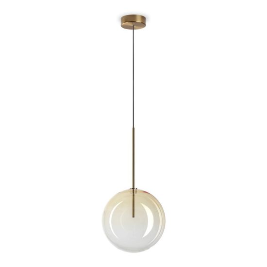 Ideal lux equinoxe lampada a sospensione a sfera 25cm per soggiorno contemporanea ambra
