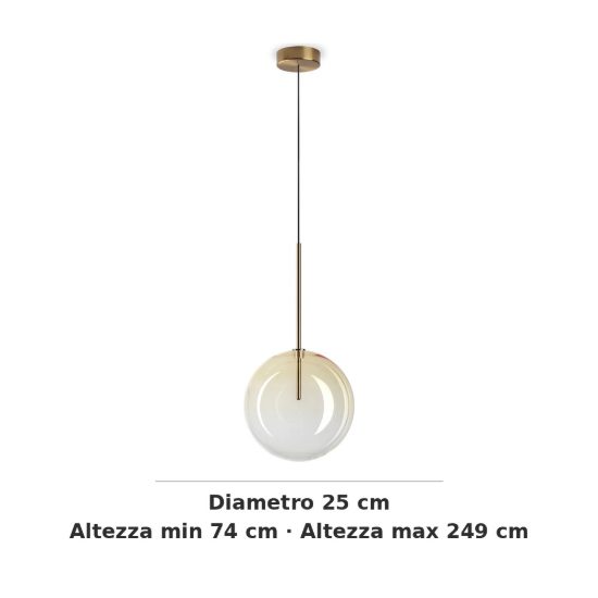 Ideal lux equinoxe lampada a sospensione a sfera 25cm per soggiorno contemporanea ambra