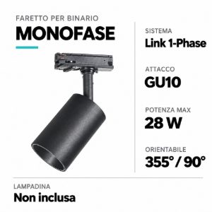 Ideal lux dynamite faretto per binario monofase cilindrico gu10 moderno nero