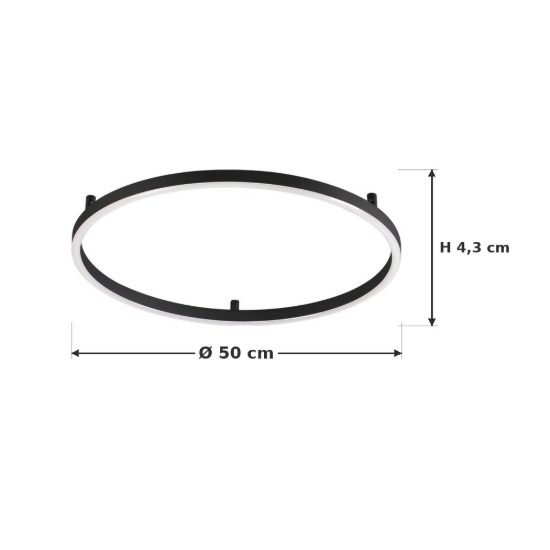 Ideal lux oracle slim plafoniera ad anello led 29w 2700k 50cm per camera da letto moderna nera
