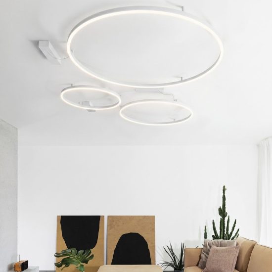 Ideal lux oracle slim plafoniera ad anello led 29w 2700k 50cm per camera da letto moderna bianca