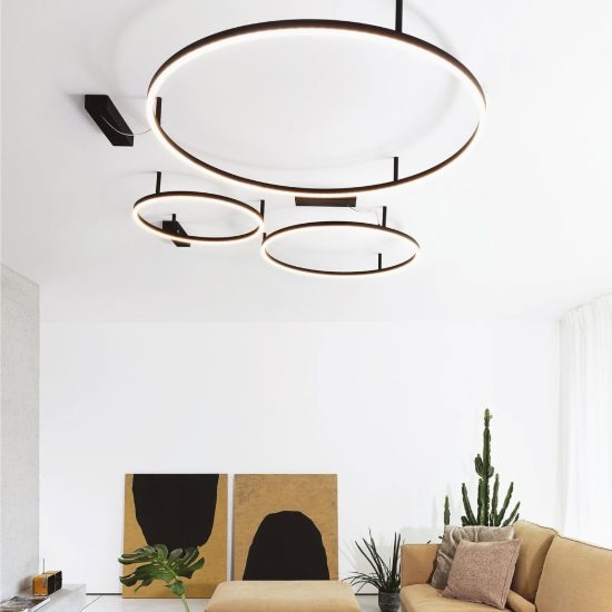 Ideal lux oracle slim plafoniera ad anello led 29w 4000k 50cm per camera da letto moderna nera