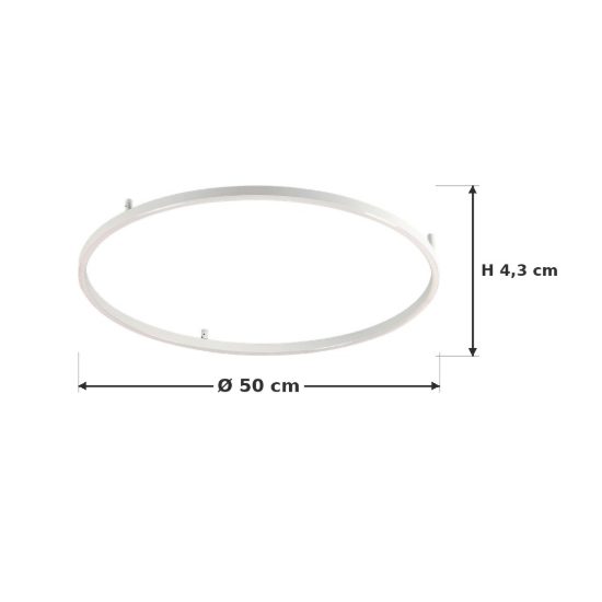 Ideal lux oracle slim plafoniera ad anello led 29w 4000k 50cm per camera da letto moderna bianca