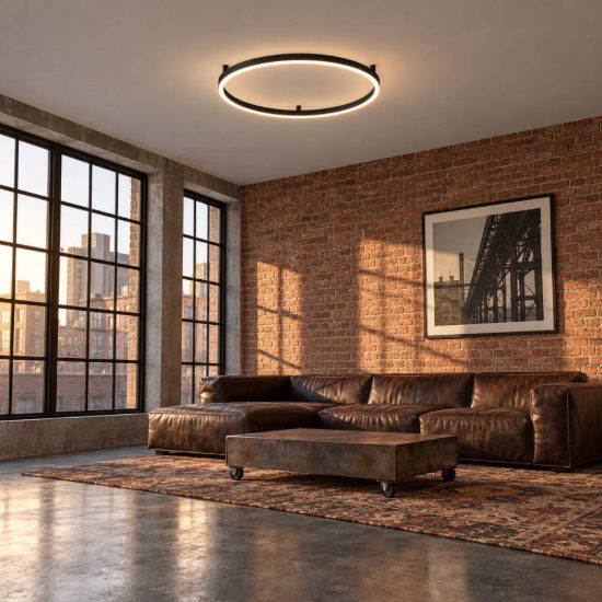 Ideal lux oracle slim plafoniera ad anello led 37w 2700k 70cm per camera da letto moderna nera
