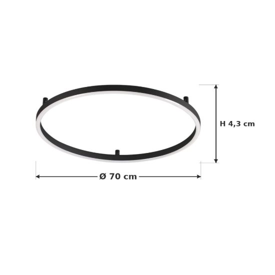 Ideal lux oracle slim plafoniera ad anello led 37w 2700k 70cm per camera da letto moderna nera