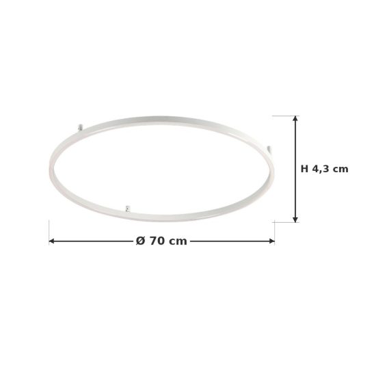 Ideal lux oracle slim plafoniera ad anello led 37w 4000k 70cm per camera da letto moderna bianca