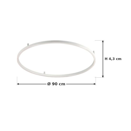 Ideal lux oracle slim plafoniera ad anello led 53w 4000k 90cm per soggiorno moderna bianca