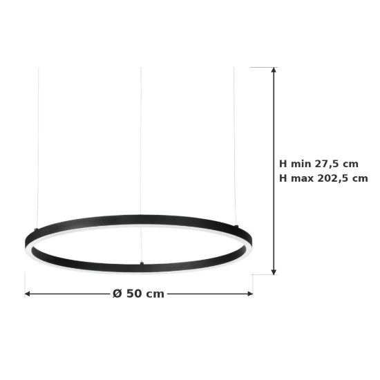 Ideal lux oracle slim lampadario ad anello led 29w 2700k 50cm per soggiorno moderno nero