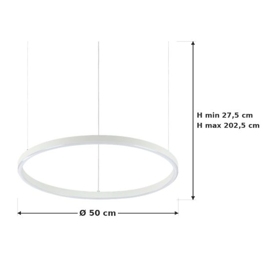 Ideal lux oracle slim lampadario ad anello led 28w 4000k dali 50cm per soggiorno moderno bianco