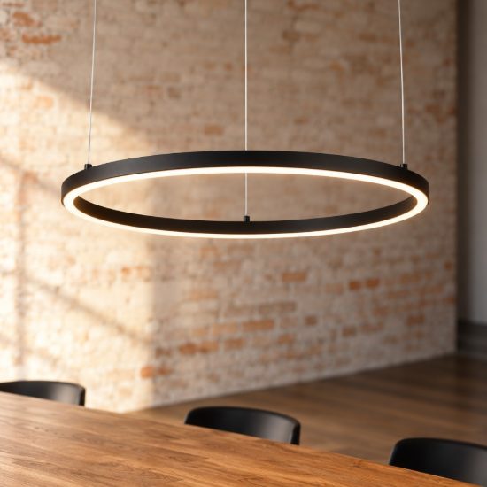 Ideal lux oracle slim lampadario ad anello led 37w 2700k 70cm per soggiorno moderno nero