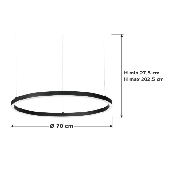 Ideal lux oracle slim lampadario ad anello led 37w 2700k 70cm per soggiorno moderno nero