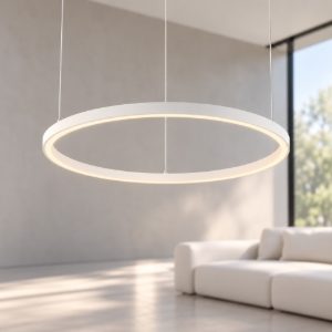 Ideal lux oracle slim lampadario ad anello led 37w 2700k 70cm per soggiorno moderno bianco
